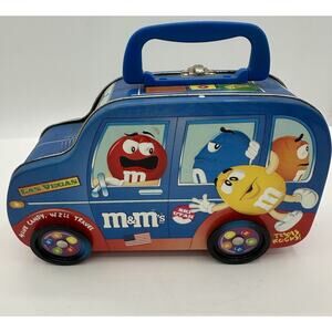 Vintage M&Ms Van Shaped Mini Tin Lunch Box Have Candy Will Travel Las Vegas 2002
